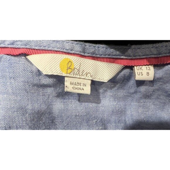 Boden Chambray Cecilia 100% Linen Multi Color Button Blouse size 8 - Picture 6 of 8